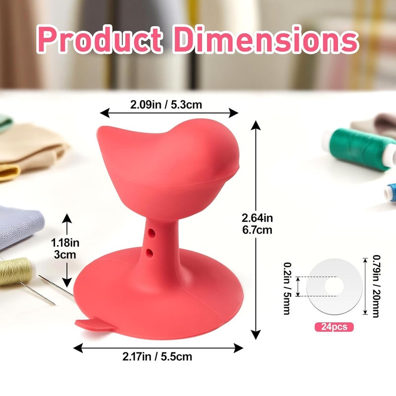 Monipair 2-Pack Bird-Shaped Ruler Grippers + 24pcs Non-Slip Silicone Grip Dots | Ideal Quilting Ruler Upgrade Kit | Suction Cup Fits Most Non-Slotted Rulers/Templates - Image 3